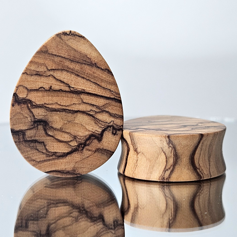 Bethlehem Olive Wood Teardrop Plugs