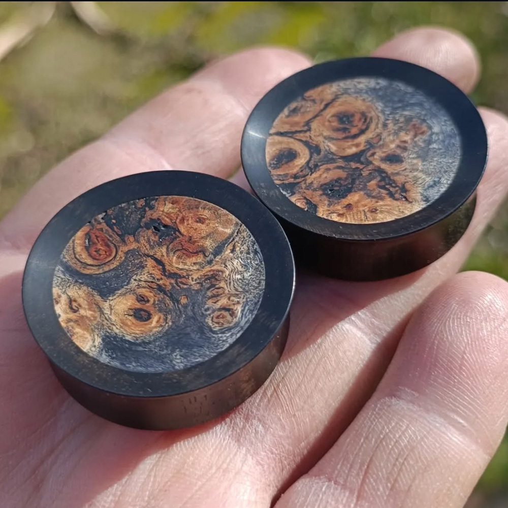 Ebony And Stabilized Wood Inlay Plugs