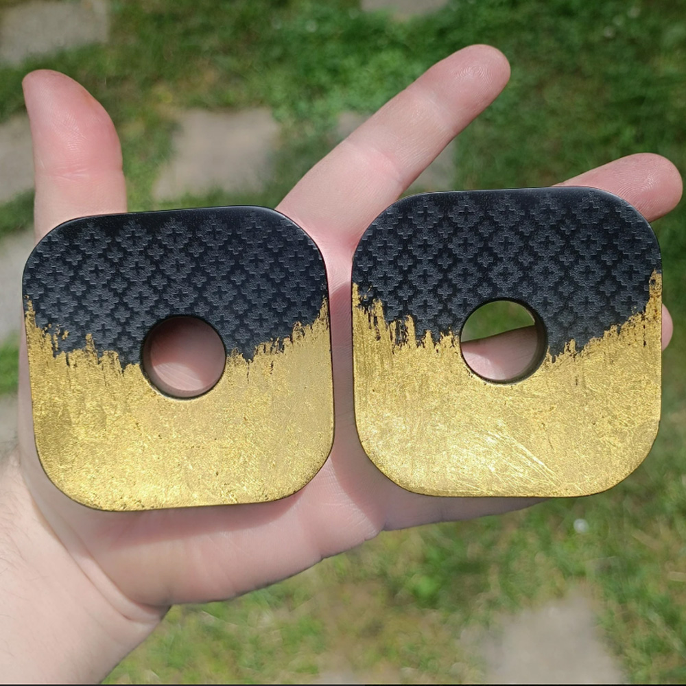 Mayan Square Flare Ebony Tunnels With Gold Leaf And Engraving